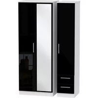 Click to view product details and reviews for Knightsbridge Wardrobe 3 Door 1 Mirror Rhf 2 Drawers Tall Combi Black Gloss And White. Click to view product details and reviews for Knightsbridge Wardrobe 3 Door 1 Mirror Rhf 2 Drawers Tall Combi Black Gloss And White.
