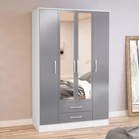 Click to view product details and reviews for Lynx Combi Wardrobe 4 Door 2 Drawer White And Grey Gloss. Click to view product details and reviews for Lynx Combi Wardrobe 4 Door 2 Drawer White And Grey Gloss.