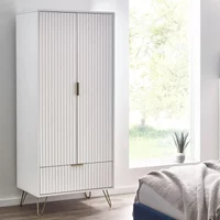 Click to view product details and reviews for Murano Double Wardrobe 2 Door 1 Drawer Ribbed White. Click to view product details and reviews for Murano Double Wardrobe 2 Door 1 Drawer Ribbed White.