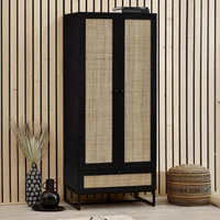 Click to view product details and reviews for Padstow Double Wardrobe 2 Door 1 Drawer Black And Rattan. Click to view product details and reviews for Padstow Double Wardrobe 2 Door 1 Drawer Black And Rattan.