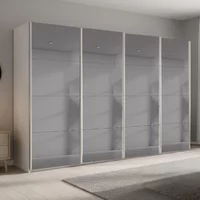 View Beluga extra sliding wardrobe - 361cm - 4 door - grey mirrored - alpine white View Beluga extra sliding wardrobe - 361cm - 4 door - grey mirrored - alpine white
