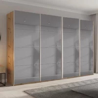 View Beluga extra sliding wardrobe - 361cm - 4 door - grey mirrored - artisan oak View Beluga extra sliding wardrobe - 361cm - 4 door - grey mirrored - artisan oak