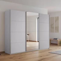 View Kulmbach sliding mirror wardrobe - 271cm - 3 door - silk grey View Kulmbach sliding mirror wardrobe - 271cm - 3 door - silk grey