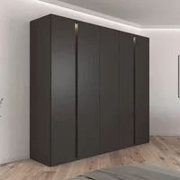 View Luana wardrobe - 251cm - 5 door - with lighting - graphite & atlantic dark oak View Luana wardrobe - 251cm - 5 door - with lighting - graphite & atlantic dark oak