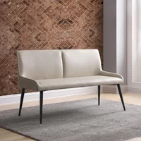 View Nardo dining bench - light grey faux leather View Nardo dining bench - light grey faux leather