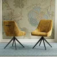 Click to view product details and reviews for 2 X Hico Mustard Fabric Swivel Dining Chair. Click to view product details and reviews for 2 X Hico Mustard Fabric Swivel Dining Chair.