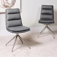 Click to view product details and reviews for Nobo Swivel Dining Chair Set Of 2 Grey Faux Leather Chrome Legs. Click to view product details and reviews for Nobo Swivel Dining Chair Set Of 2 Grey Faux Leather Chrome Legs.