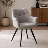 View Poppy dining armchairs - set of 2 - light grey fabric View Poppy dining armchairs - set of 2 - light grey fabric