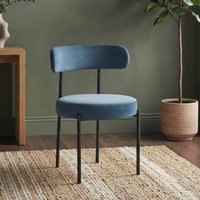 View Flora dining chair - set of 2 - curved back - blue velvet and black - fabric and metal View Flora dining chair - set of 2 - curved back - blue velvet and black - fabric and metal