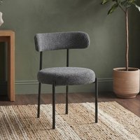 View Flora dining chair - set of 2 - curved back - charcoal boucle and black - fabric and metal View Flora dining chair - set of 2 - curved back - charcoal boucle and black - fabric and metal