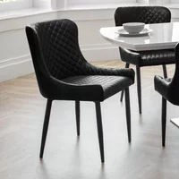 View Luxe dining chair - set of 2 - curved back - black - faux leather and metal View Luxe dining chair - set of 2 - curved back - black - faux leather and metal