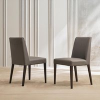 View Jupiter dining chair - set of 2 - grey and brown - faux leather and wooden View Jupiter dining chair - set of 2 - grey and brown - faux leather and wooden
