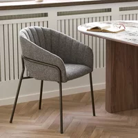 View Costa dining armchair - set of 2 - curved back - dark grey and black - fabric and metal View Costa dining armchair - set of 2 - curved back - dark grey and black - fabric and metal