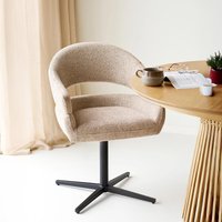 View Dover swivel dining armchair - set of 2 - curved back - sand and black - fabric and metal View Dover swivel dining armchair - set of 2 - curved back - sand and black - fabric and metal