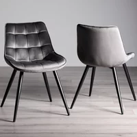 Click to view product details and reviews for Seurat Dining Chairs Set Of 2 Grey Velvet Black Legs. Click to view product details and reviews for Seurat Dining Chairs Set Of 2 Grey Velvet Black Legs.