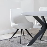 Click to view product details and reviews for Arctic Dining Chair Swivel Cream Boucle Fabric Black Legs. Click to view product details and reviews for Arctic Dining Chair Swivel Cream Boucle Fabric Black Legs.