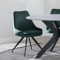 Click to view product details and reviews for Arctic Dining Chair Swivel Green Velvet Fabric Black Legs. Click to view product details and reviews for Arctic Dining Chair Swivel Green Velvet Fabric Black Legs.
