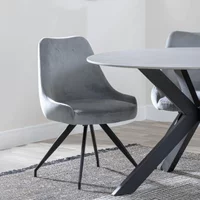 Click to view product details and reviews for Arctic Dining Chair Swivel Grey Velvet Fabric Black Legs. Click to view product details and reviews for Arctic Dining Chair Swivel Grey Velvet Fabric Black Legs.