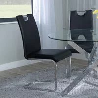 Click to view product details and reviews for Bianco Dining Chair Black Faux Leather Chrome Cantilever Base. Click to view product details and reviews for Bianco Dining Chair Black Faux Leather Chrome Cantilever Base.