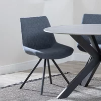 Click to view product details and reviews for Boden Dining Chair Swivel Dark Grey Fabric Black Legs. Click to view product details and reviews for Boden Dining Chair Swivel Dark Grey Fabric Black Legs.