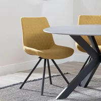 Click to view product details and reviews for Boden Dining Chair Swivel Yellow Fabric Black Legs. Click to view product details and reviews for Boden Dining Chair Swivel Yellow Fabric Black Legs.