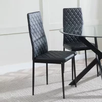 Click to view product details and reviews for Metro Dining Chair Black Leather Black Metal Legs. Click to view product details and reviews for Metro Dining Chair Black Leather Black Metal Legs.