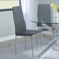 Click to view product details and reviews for Metro Dining Chair Grey Leather Chrome Metal Legs. Click to view product details and reviews for Metro Dining Chair Grey Leather Chrome Metal Legs.
