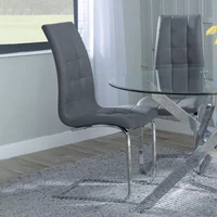 Click to view product details and reviews for Jamison Dining Chair Grey Faux Leather Chrome Cantilever Base. Click to view product details and reviews for Jamison Dining Chair Grey Faux Leather Chrome Cantilever Base.
