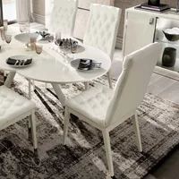 Click to view product details and reviews for Roma Dining Chair Leather Upholstered Capitonne White. Click to view product details and reviews for Roma Dining Chair Leather Upholstered Capitonne White.