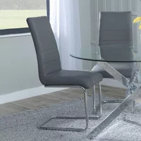 Click to view product details and reviews for Roma Dining Chair Grey Faux Leather Chrome Cantilever Base. Click to view product details and reviews for Roma Dining Chair Grey Faux Leather Chrome Cantilever Base.