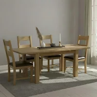 Click to view product details and reviews for Original Extending Dining Set 4 8 Seater 131cm 198cm Rustic Oak 4 Ladder Back Chair With Dark Brown Faux Leather Seat Pad. Click to view product details and reviews for Original Extending Dining Set 4 8 Seater 131cm 198cm Rustic Oak 4 Ladder Back Chair With Dark Brown Faux Leather Seat Pad.