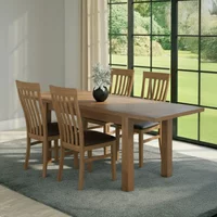 Click to view product details and reviews for Original Extending Dining Set 4 8 Seater 131cm 198cm Rustic Oak 4 Toulouse Slatted Chair With Dark Brown Faux Leather Seat Pad. Click to view product details and reviews for Original Extending Dining Set 4 8 Seater 131cm 198cm Rustic Oak 4 Toulouse Slatted Chair With Dark Brown Faux Leather Seat Pad.