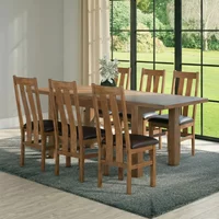 Click to view product details and reviews for Original Extending Dining Set 6 8 Seater 180cm 250cm Rustic Oak 6 Arizona Slatted Chair With Dark Brown Faux Leather Seat Pad. Click to view product details and reviews for Original Extending Dining Set 6 8 Seater 180cm 250cm Rustic Oak 6 Arizona Slatted Chair With Dark Brown Faux Leather Seat Pad.