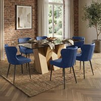 Click to view product details and reviews for Newton Dining Set 6 Seater 180cm Smoked Glass And Natural 6 Langley Blue Fabric Chair. Click to view product details and reviews for Newton Dining Set 6 Seater 180cm Smoked Glass And Natural 6 Langley Blue Fabric Chair.