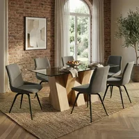 Click to view product details and reviews for Newton Dining Set 6 Seater 180cm Smoked Glass And Natural 6 Malcom Dark Grey Fabric Swivel Chair. Click to view product details and reviews for Newton Dining Set 6 Seater 180cm Smoked Glass And Natural 6 Malcom Dark Grey Fabric Swivel Chair.