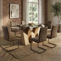 Click to view product details and reviews for Newton Dining Set 6 Seater 180cm Smoked Glass And Natural 6 Tira Vintage Brown Faux Leather Cantilever Chair. Click to view product details and reviews for Newton Dining Set 6 Seater 180cm Smoked Glass And Natural 6 Tira Vintage Brown Faux Leather Cantilever Chair.