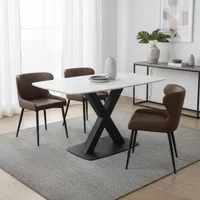 Click to view product details and reviews for Vernal Dining Set 4 Seater 130cm White Sintered Stone 4 Langley Brown Faux Leather Chair. Click to view product details and reviews for Vernal Dining Set 4 Seater 130cm White Sintered Stone 4 Langley Brown Faux Leather Chair.