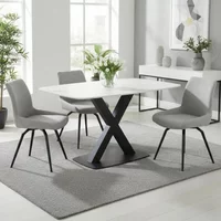 Click to view product details and reviews for Vernal Dining Set 4 Seater 130cm White Sintered Stone 4 Malcom Grey Fabric Swivel Chair. Click to view product details and reviews for Vernal Dining Set 4 Seater 130cm White Sintered Stone 4 Malcom Grey Fabric Swivel Chair.