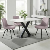 Click to view product details and reviews for Vernal Dining Set 4 Seater 130cm White Sintered Stone 4 Malcom Pink Fabric Swivel Chair. Click to view product details and reviews for Vernal Dining Set 4 Seater 130cm White Sintered Stone 4 Malcom Pink Fabric Swivel Chair.