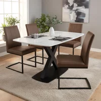 Click to view product details and reviews for Vernal Dining Set 4 Seater 130cm White Sintered Stone 4 Tira Vintage Brown Faux Leather Cantilever Chair. Click to view product details and reviews for Vernal Dining Set 4 Seater 130cm White Sintered Stone 4 Tira Vintage Brown Faux Leather Cantilever Chair.