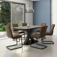 Click to view product details and reviews for Vernal Extending Dining Set 6 8 Seater 160cm 240cm Grey Sintered Stone 6 Tira Vintage Brown Faux Leather Cantilever Chair. Click to view product details and reviews for Vernal Extending Dining Set 6 8 Seater 160cm 240cm Grey Sintered Stone 6 Tira Vintage Brown Faux Leather Cantilever Chair.
