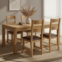View Curve dining set - extending 6-8 seater - 140cm-180cm - oak - 4 ladder back dining chair View Curve dining set - extending 6-8 seater - 140cm-180cm - oak - 4 ladder back dining chair