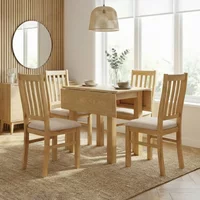 View Arlington dining set - 4 seater - 90cm - oak - with 4 slatted back dining chairs View Arlington dining set - 4 seater - 90cm - oak - with 4 slatted back dining chairs