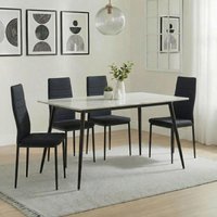 View Breton compact dining set - 4 seater - 120cm - white ceramic - 4x lido dining chairs - black fabric - black legs View Breton compact dining set - 4 seater - 120cm - white ceramic - 4x lido dining chairs - black fabric - black legs