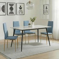 View Breton compact dining set - 4 seater - 120cm - white ceramic - 4x lido dining chairs - blue fabric - gold legs View Breton compact dining set - 4 seater - 120cm - white ceramic - 4x lido dining chairs - blue fabric - gold legs