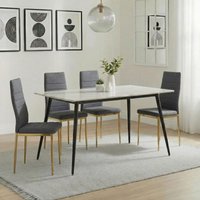 View Breton compact dining set - 4 seater - 120cm - white ceramic - 4x lido dining chairs - dark grey fabric - gold legs View Breton compact dining set - 4 seater - 120cm - white ceramic - 4x lido dining chairs - dark grey fabric - gold legs