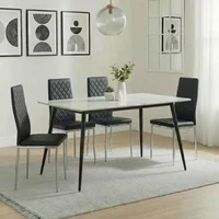 Click to view product details and reviews for Breton Compact Dining Set 4 Seater 120cm White Ceramic 4x Metro Dining Chairs Black Leather Chrome Legs. Click to view product details and reviews for Breton Compact Dining Set 4 Seater 120cm White Ceramic 4x Metro Dining Chairs Black Leather Chrome Legs.