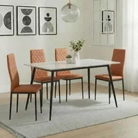 Click to view product details and reviews for Breton Compact Dining Set 4 Seater 120cm White Ceramic 4x Metro Dining Chairs Burnt Orange Leather Black Legs. Click to view product details and reviews for Breton Compact Dining Set 4 Seater 120cm White Ceramic 4x Metro Dining Chairs Burnt Orange Leather Black Legs.