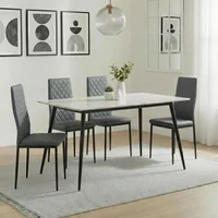 Click to view product details and reviews for Breton Compact Dining Set 4 Seater 120cm White Ceramic 4x Metro Dining Chairs Grey Leather Black Legs. Click to view product details and reviews for Breton Compact Dining Set 4 Seater 120cm White Ceramic 4x Metro Dining Chairs Grey Leather Black Legs.