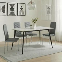 Click to view product details and reviews for Breton Compact Dining Set 4 Seater 120cm White Ceramic 4x Metro Dining Chairs Grey Leather Chrome Legs. Click to view product details and reviews for Breton Compact Dining Set 4 Seater 120cm White Ceramic 4x Metro Dining Chairs Grey Leather Chrome Legs.